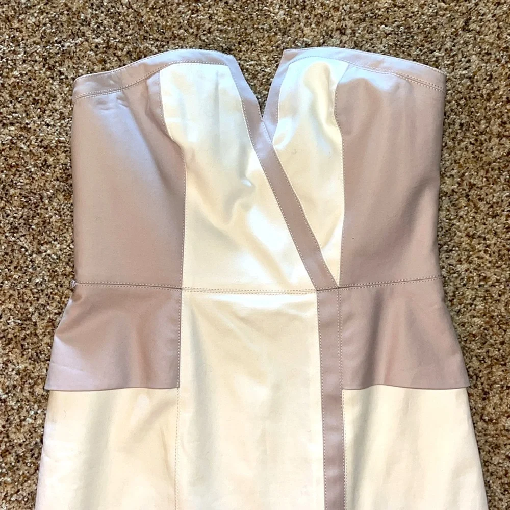 Elegant Rebecca Taylor, Strapless, White and Light Mauve/Purple Dress - Picture 2 of 8